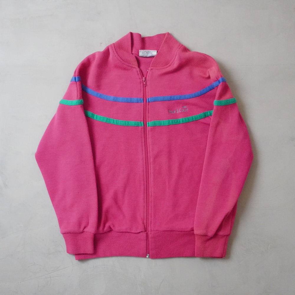 Vintage Track & Court Track Jacket Medium Womens 80s Pink Striped Full Zip